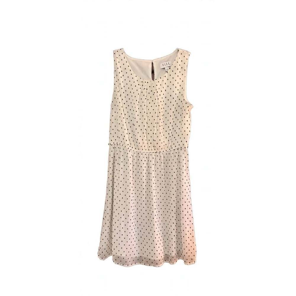 Elle White and Black Clip Dot A-Line Sleeveless Dress - Picture 3 of 6